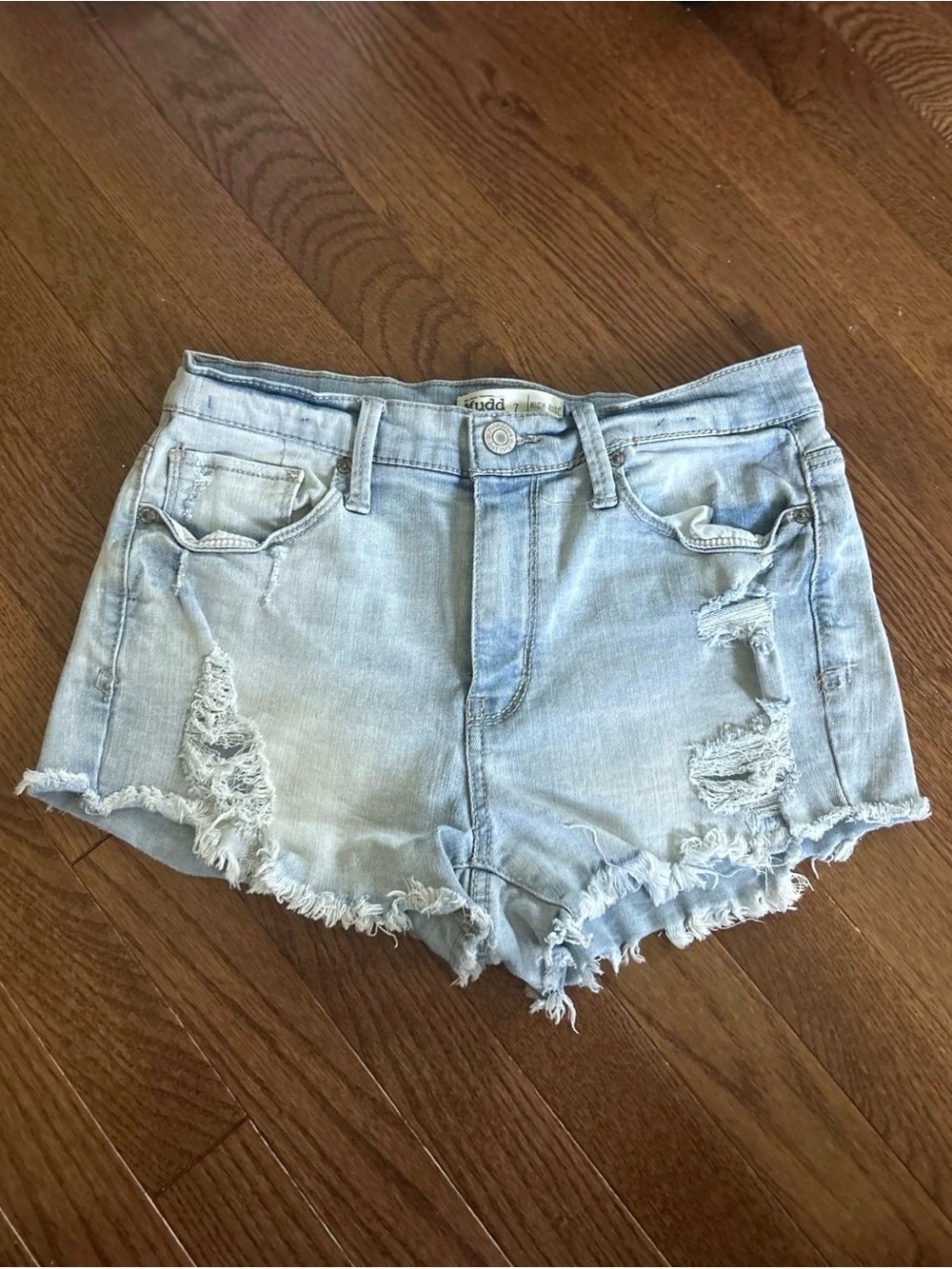 Mudd Light Blue Distressed Denim Shorts